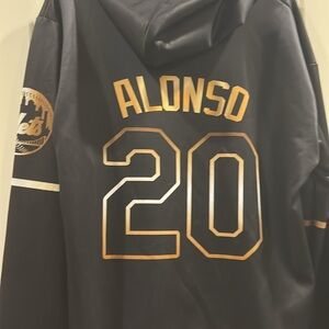 NY Mets Rare #20 Alonso digitally enhanced pullover hoodie cowl sweatshirt XL